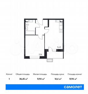 1-к квартира, 36.5 м², 12/13 эт.