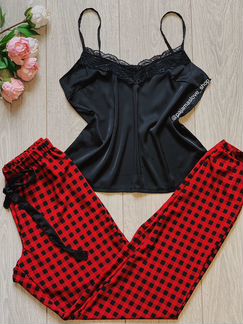 Пижама штаны + шелковый топ