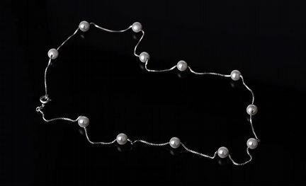 Серебряное колье-чокер с жемчужинами