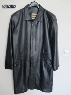 Пальто кожаное nero chiaro Италия