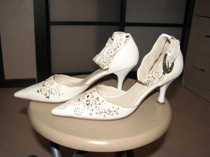 Туфли женские свадебные, натуральная кожа