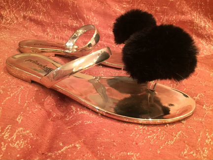 Шлепки голд с мех помпоном Primadonna Италия новые