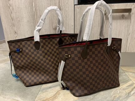 Женская сумка Louis Vuitton Neverfull шашка 32 и 4