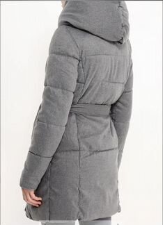 Куртка-пальто пуховик серая матовая