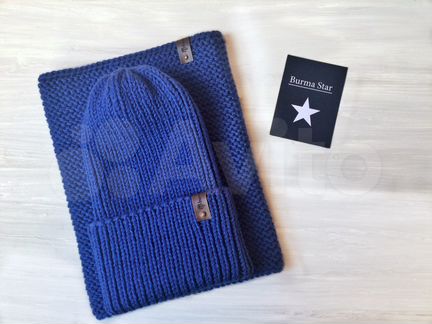 Шапка и снуд зимние. Мериносовая шерсть. В наличии