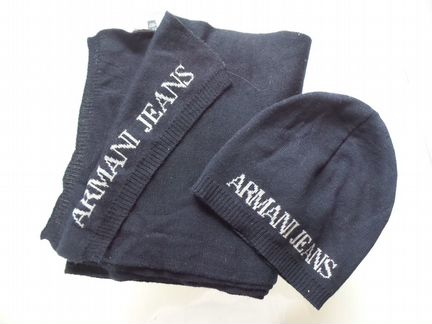Новый комплект шапка и шарф Armani оригинал шерсть