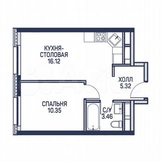 1-к квартира, 35.3 м², 15/22 эт.
