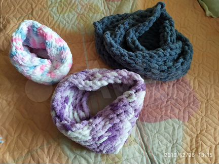 Детский плед,снуд,пинетки. Взрослый снуд