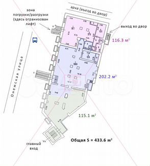 433.6 м² в жилом массиве, остановка у входа
