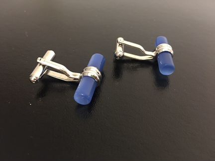 Запонки класса люкс с натуральным голубым камнем