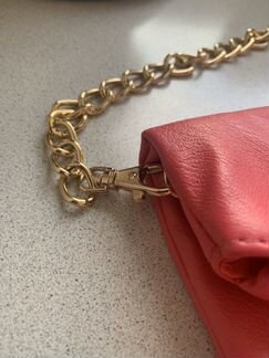 Клатч/мягкая розовая сумка на цепочке