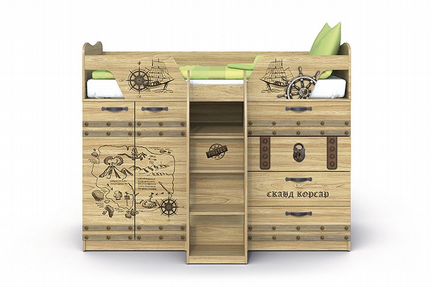 Детская Кровать с выдвижным столом сканд Корсар-1