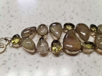 Серебряный браслет с натуральными камнями