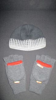 Мужская зимняя шапка и перчатки-варежки