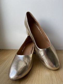 Туфли из кожи Zara золотистого цвета