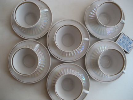 Кофейный набор чашек. Перламутр СССР