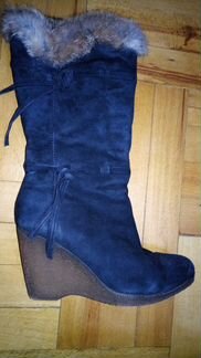 Замшевые зимние сапоги