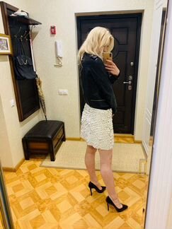 Белая кожаная юбка zara