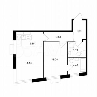 2-к квартира, 49.3 м², 11/26 эт.