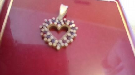 Кулон сердце гранат на цепочке позолота