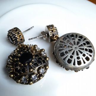 Серьги (серебро, оникс, топазы)