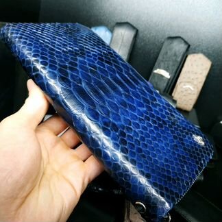 Кошелек из кожи питона портмоне синий