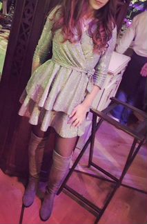 Платье блестящее серебро